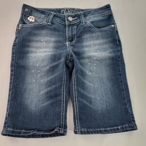 Dereon Bermuda Denim Shorts Womens 3/4‎ Cotton Blue Distressed Pocket detail Y2K